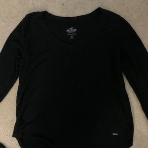 Women's Black Long Sleeve Hollister Henley